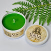 Gaia Goddess Luxe White Tin Candle open
