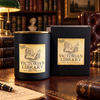 Victorian Library Deluxe candle box and old library in background