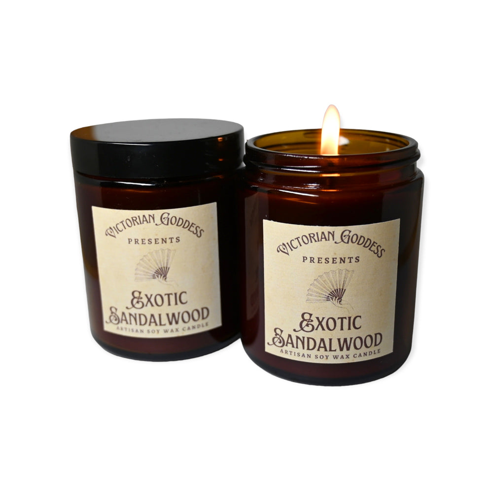 Exotic Sandalwood Candle in Amber jar